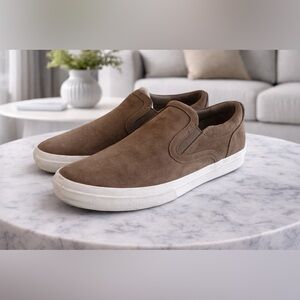 Vince Tan Suede Slip-On Loafers
